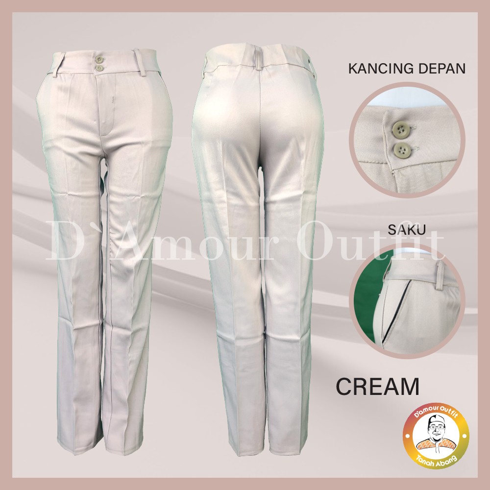 Celana Panjang Lis Saku Wanita Polos Pakaian Kerja Formal Kantoran Clana Bahan Cewek Kantor Dewasa Anak Motif Salur Garis Kotak Slim Fit Highwaist Baggy Pants Tartan Pinggang Perempuan Korean Style Cewe Jumbo Big Size