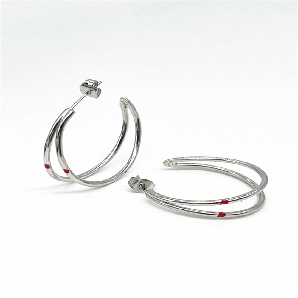 【COD Tangding】Anting Bulat Ganda Model Terbuka Gaya Korea Untuk Wanita