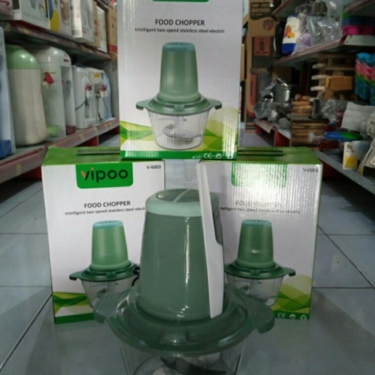 Blender Kapsul Food Chopper V-6003 Alat Penggiling Daging/Sayur/Buah Dan Bumbu Listrik Dengan 2 Kecepatan Bahan Pisau Stainless Steel