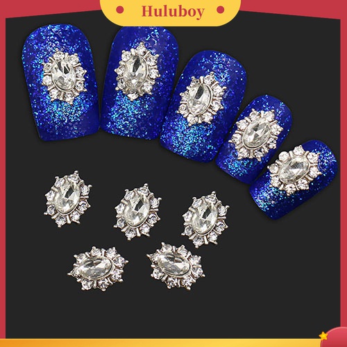 Huluboy Huluboy♡ 10pcs / Set Stiker Nail Art Desain Bunga Bahan Alloy Hias Kristal Berlian Imitasi Untuk Wanita