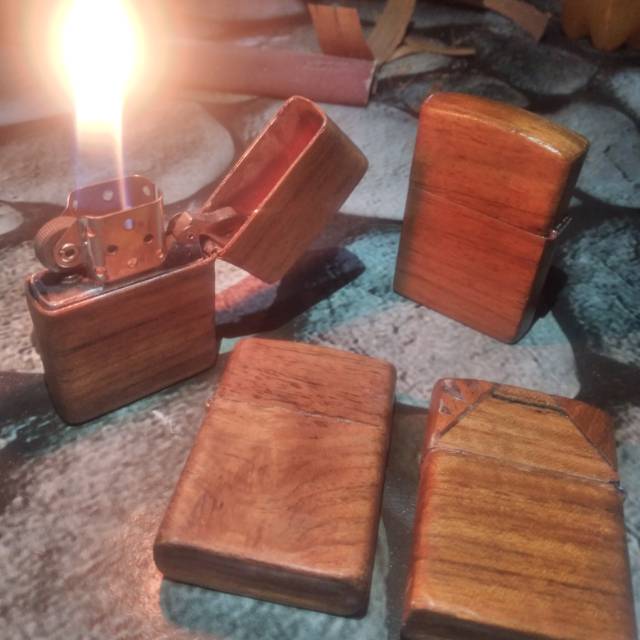Korek api zippo veneer kayu jati