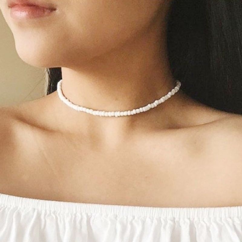 Kalung Beads Plain Choker Necklace Beads Jewelry Korean Polos Gaya Korea