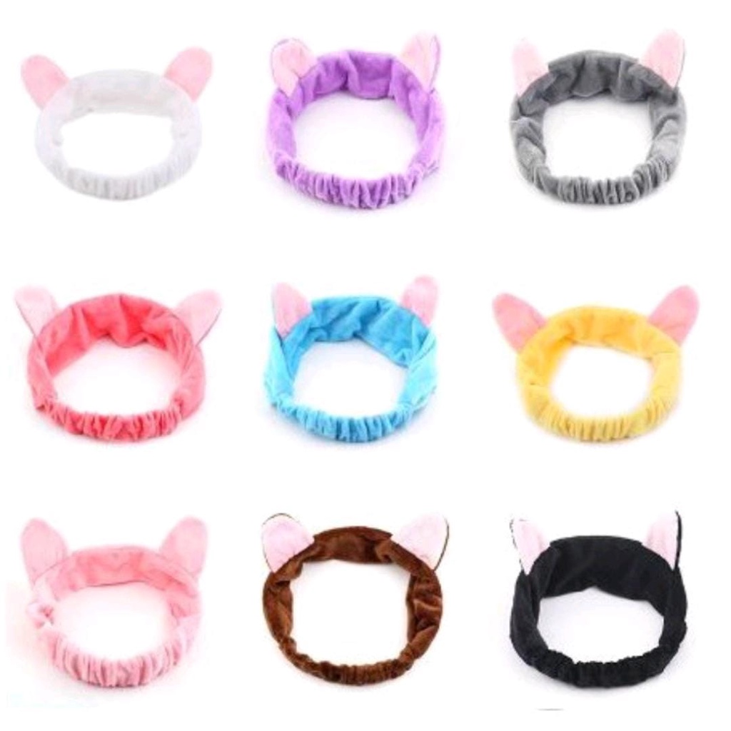 *galerybeautysemarang* Bandana Bando Korea Import Headband Kain Karet Motif Kuping Kucing Telinga Kelinci Kepala Rambut