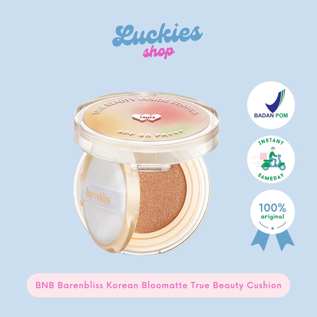 BPOM BNB barenbliss Korean Bloomatte True Beauty Inside Cushion「24H Full Coverage」BB CC Bedak Cushion