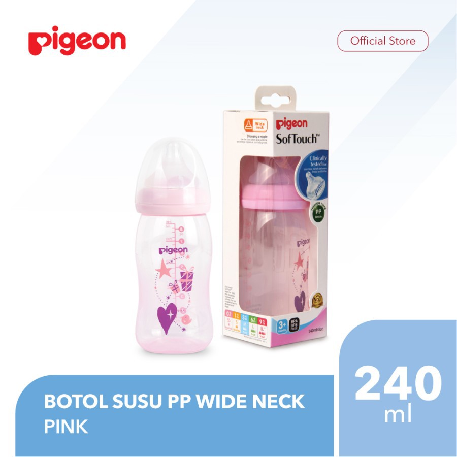 Makassar ! Bottle / Botol Susu Clear Wide Neck Pigeon 240 ml