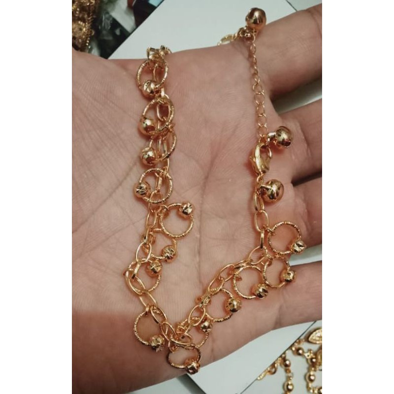 Gelang kaki xuping wanita 25cm berlapis emas BK07.