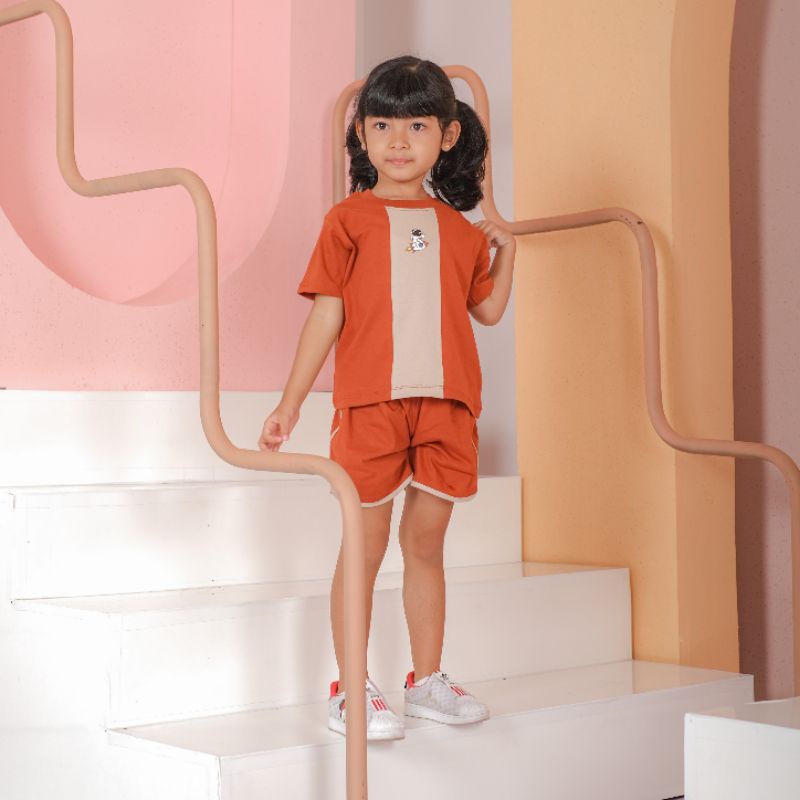 TWO TONE SET - setelan baju kaos combad Bayi Baby Kids Cewe cowo perempuan laki laki Murah lucu 1-8