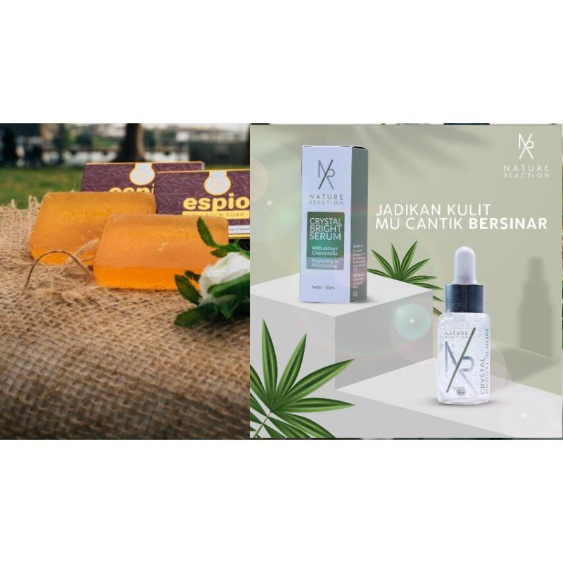 Paket lengkap(sabun espio dan serum Nature bright crystal)