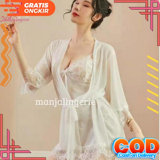 Baju Dinas Depan Suami Tidur Sexy Lingerie Sexy Hot Binal Wanita Haram Satin Big Size Jumbo Kimono T