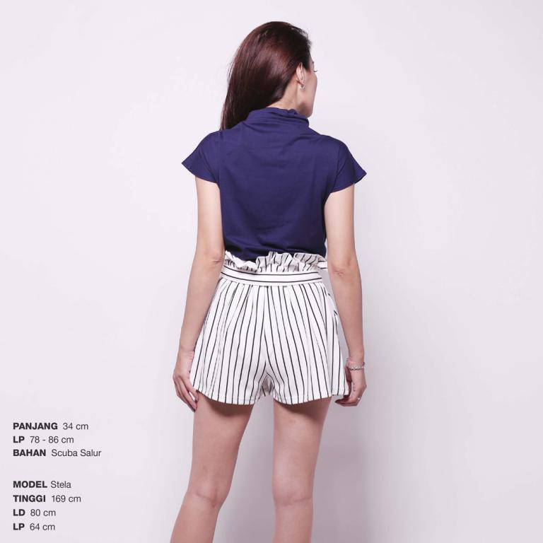 [ READY SURABAYA ] Celana Garis Salur - Stripe Paper Bag Short Pants / Pinstripe Skinny Trousers