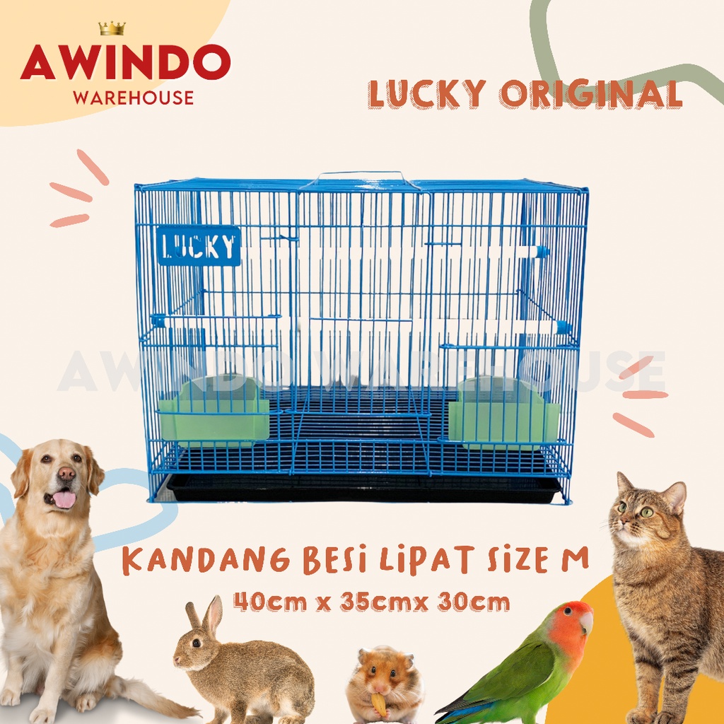 KANDANG BURUNG UMBARAN BESI LIPAT 40x35x30 BURUNG LOVEBIRD PLECI LUCKY 358