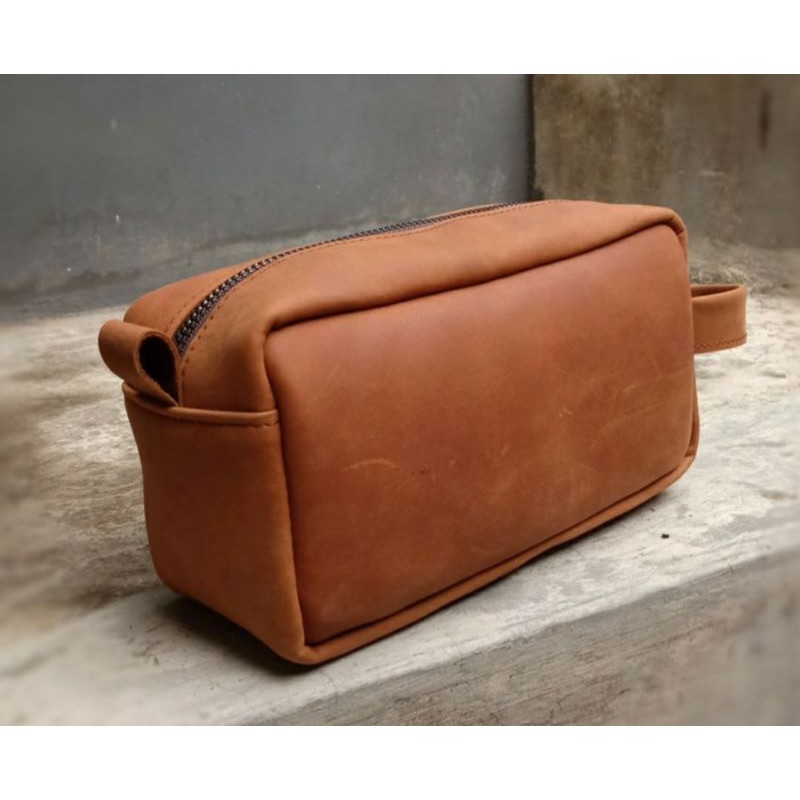TAS TANGAN KULIT ASLI GARUT HAND BAG PRIA BAHAN KULIT ASLI LEATHER BAG FULL ORIGINAL - COKELAT