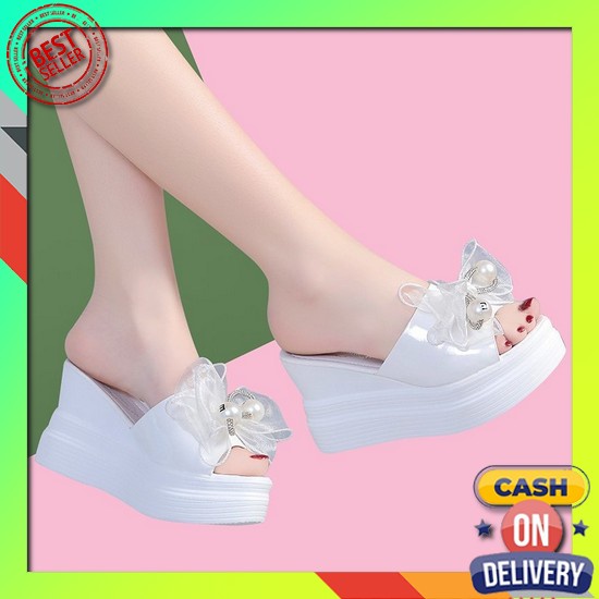 Sandal Wanita Tali Silang Wedges Import Remaja Selop Premium K2F5 Karet Kekinian Fashion Tertutup Pe