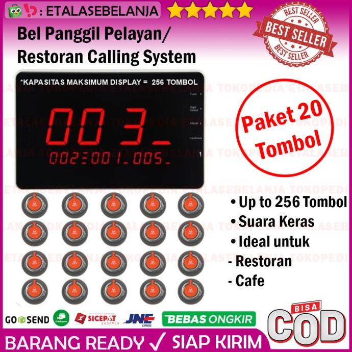 Bel Meja Restoran 1 Display dan 20 Call Button - MEEYI Y-G10-C x Y-V1