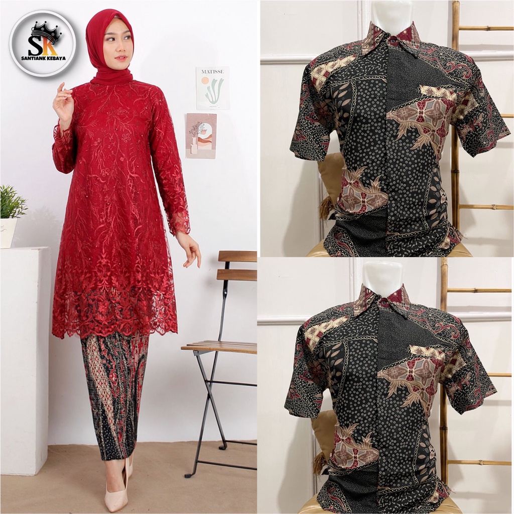 Set Kebaya Couple Batik Kebaya Kondangan Couple Set Kebaya Wisuda Kebaya Lamaran By Santiank Kebaya