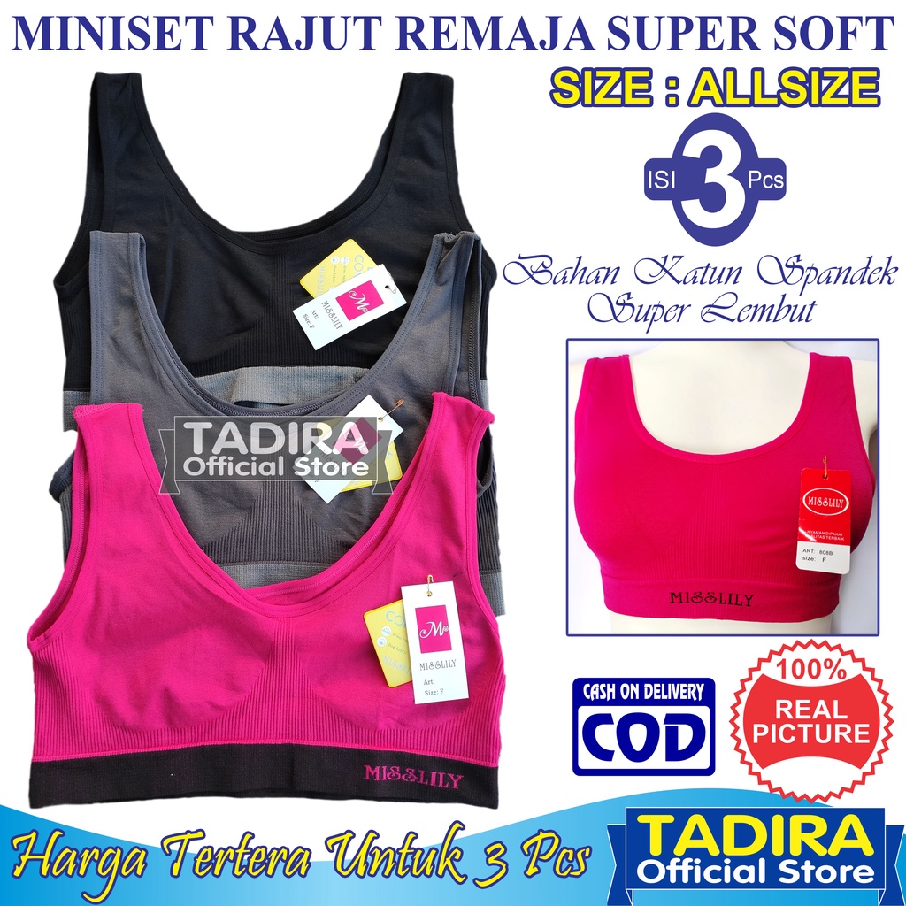 3 Pcs Miniset Rajut Import Anak Remaja Perempuan Bahan Katun Spandek Super Lembut Multiwarna TADIRA Store