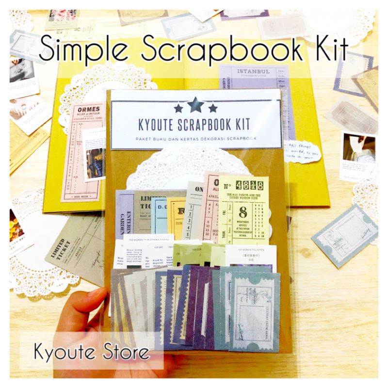 Kyoute Scrapbook Kit Set Kertas Dekorasi Buku Vintage Retro Aesthetic Bujo Journal