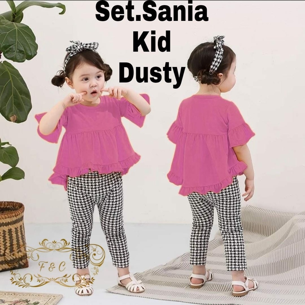 PCS  SET SANIA KID FASHION PAKAIAN SETELAN ANAK PEREMPUAN FE BAHAN BABYTERRY