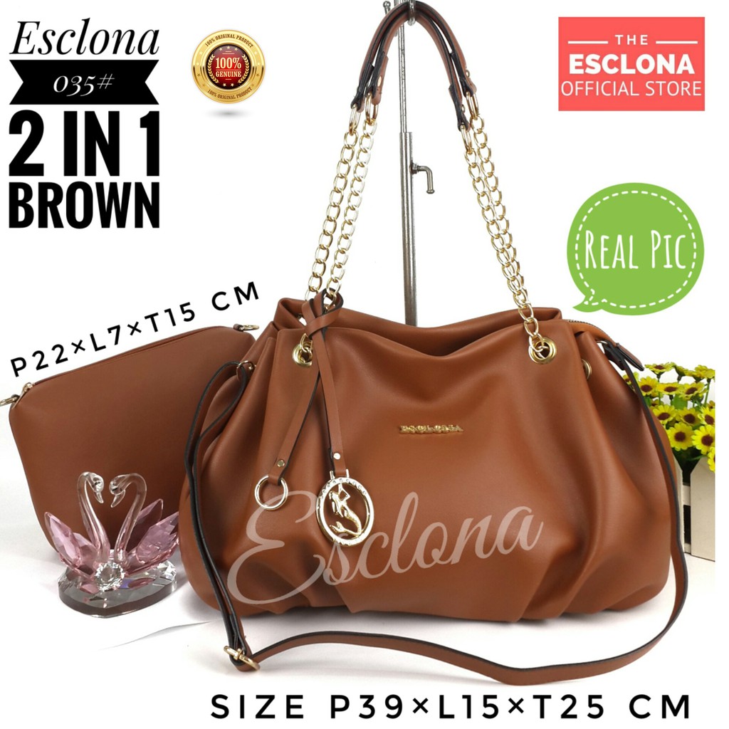 Tas Wanita Import Batam Bag Esclona 035 Selempang Cewek Branded Grosir Fashion Murah Handbag Original Besar Kantor Kerja Kuliah Premium Super Populer Terbaru Terlaris Hobo