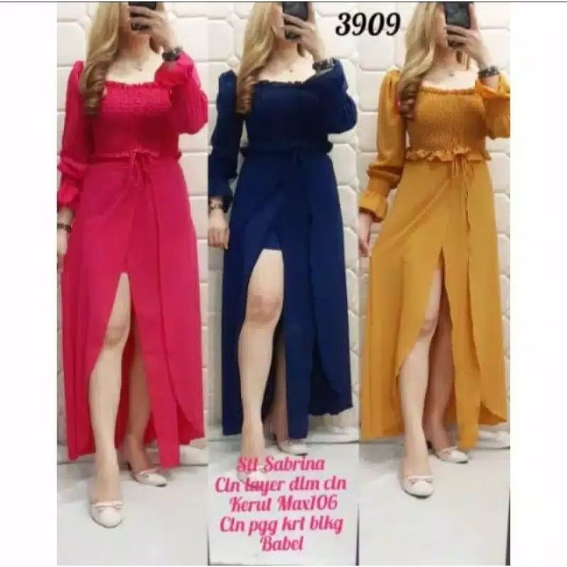 SETELAN SABRINA CROP LENGAN PANJANG