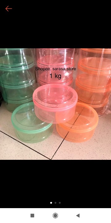 (6pcs) Wadah Plastik Tempat Makanan 500 Gr Batik Food Grade Toples Bulat Warna Kontainer