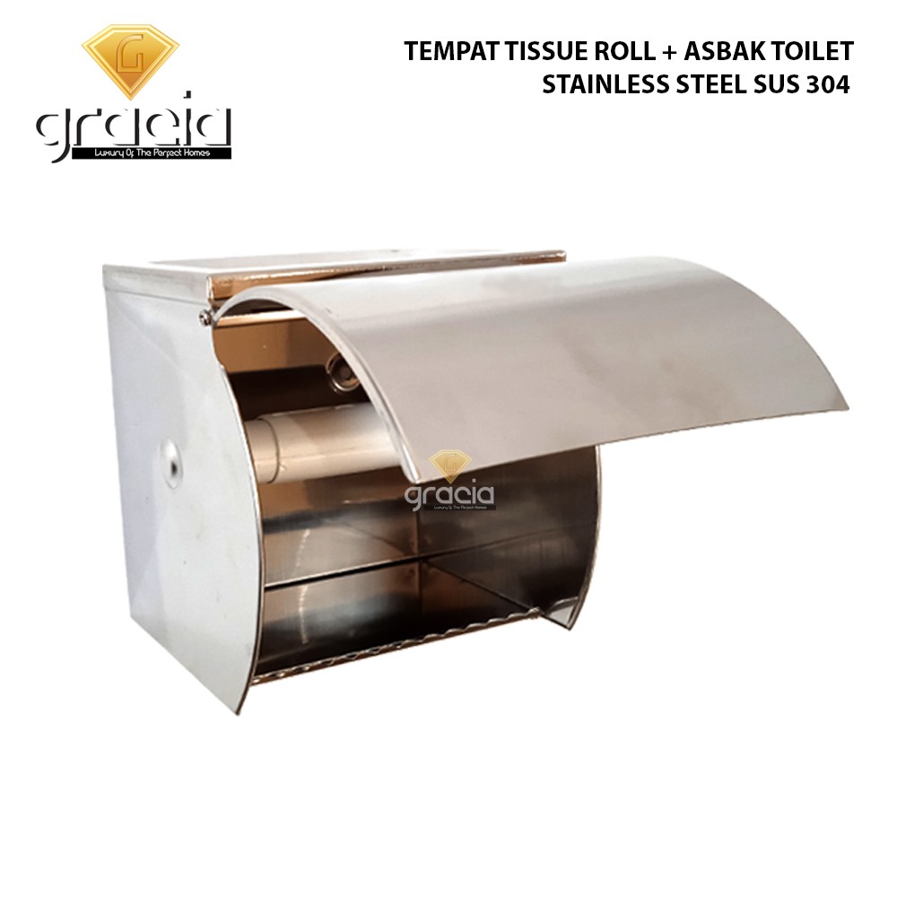 Tempat tisu Roll Toilet Stainless Dilengkapi Dengan Asbak Rokok