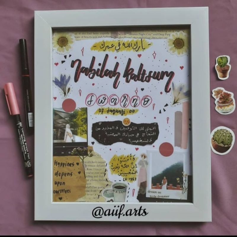 

Handlettring Scrapbook Ulang tahun/Gift frame Birthday/kado aestetic/kado unik