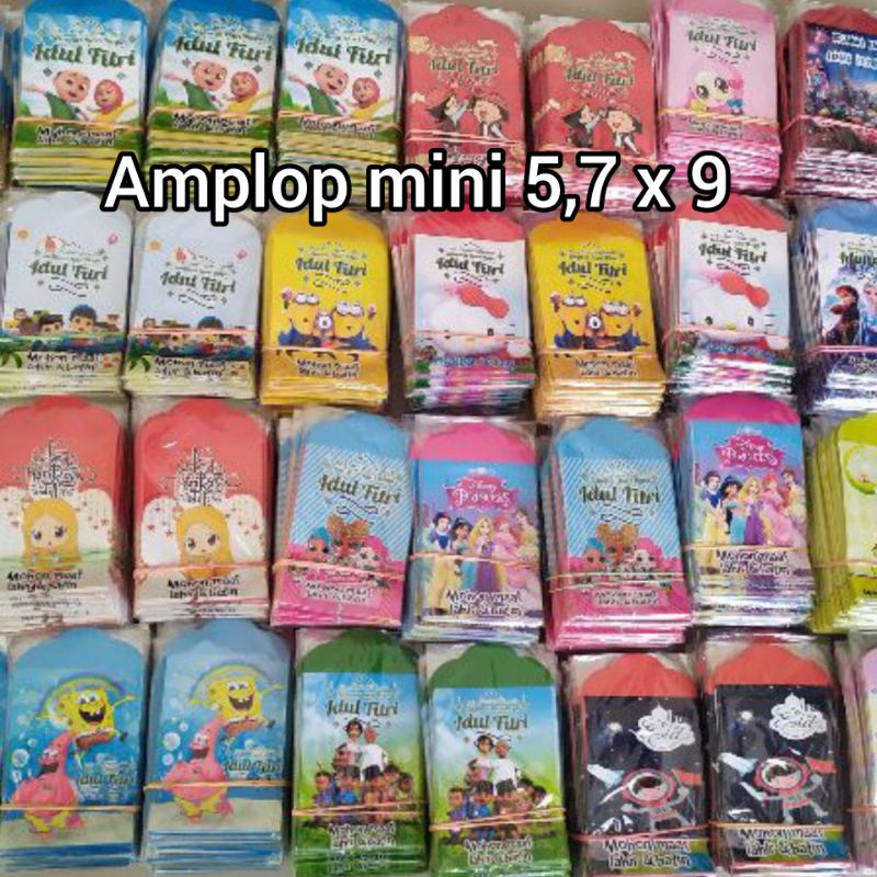 pilih motif 10 pc amplop lebaran mini glosy kartun anak dan idulfitri