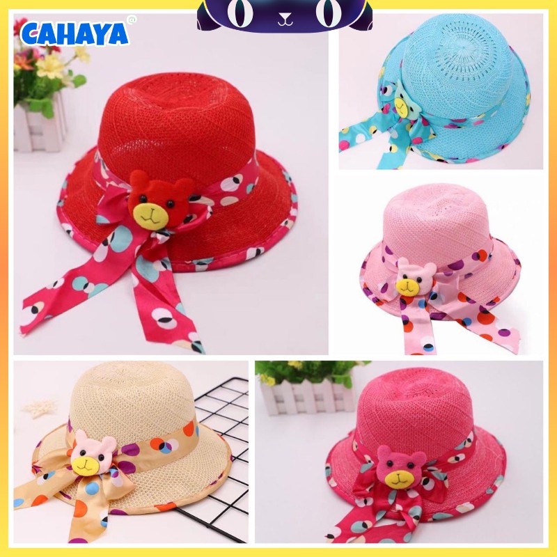 Topi Pantai anak panda pita polkadot T28