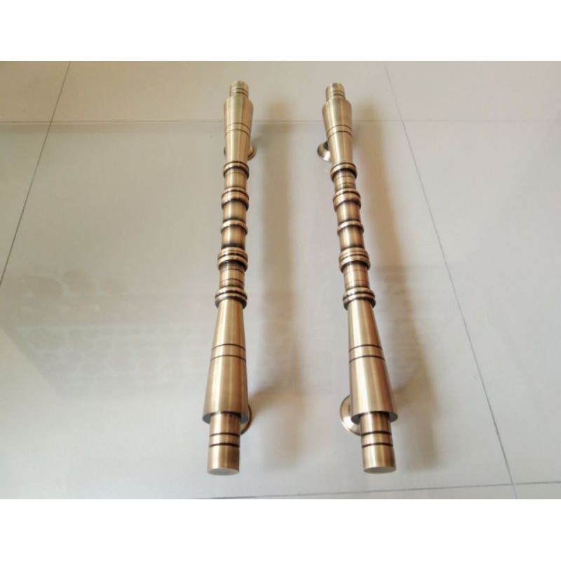 handle pintu kuningan motif bambu 60 cm