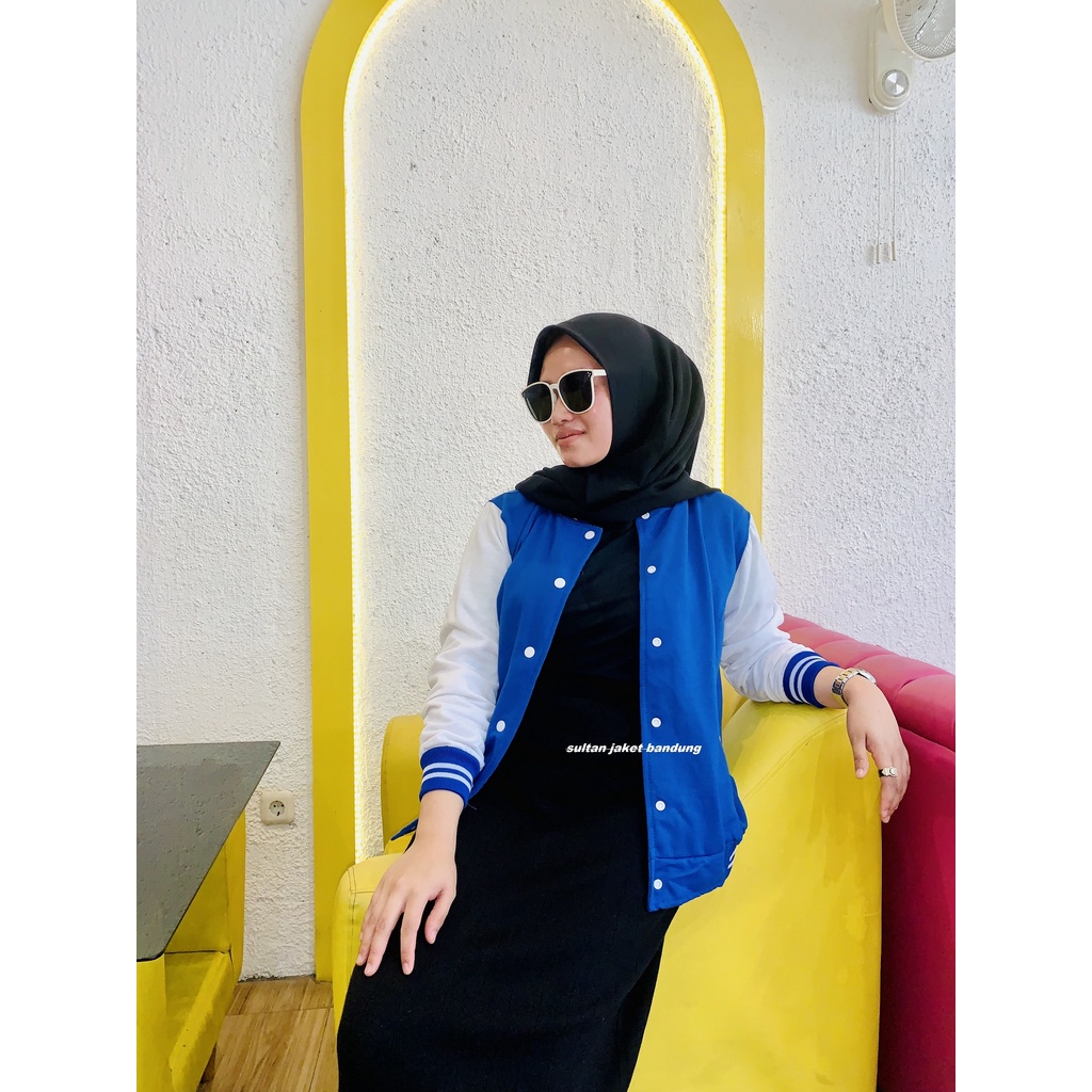 Jaket Varsity Basic II jaket Baseball Polos II College Jacket II Jaket Sweater Varsity Milea-BIRREL - PUTIH