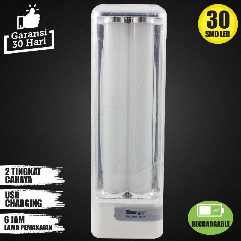 Surya Lampu Emergency SQL L3001 Light LED 30 SMD Rechargeable Tahan 6 Jam