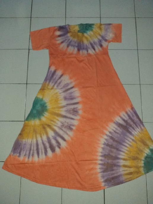 Gamis Kaos Pelangi Batik Tiedye Delima Jumbo Premium
