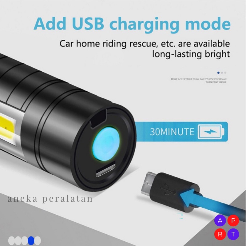 SENTER SWAT MINI ZOOM / SENTER POLISI LED / SENTER MULTIFUNGSI / SENTER SWAT Mini Recharger USB