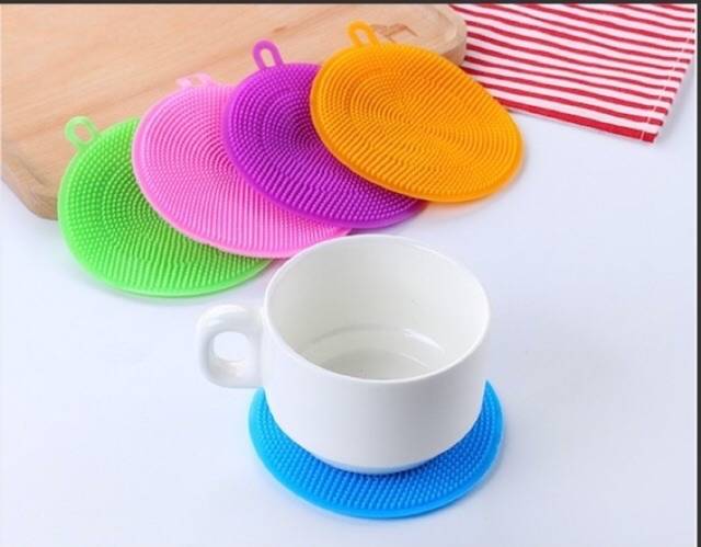 Spon Cuci Piring Silikon Anti kuman Karet Dish Sponge Silicone Cleaning wash