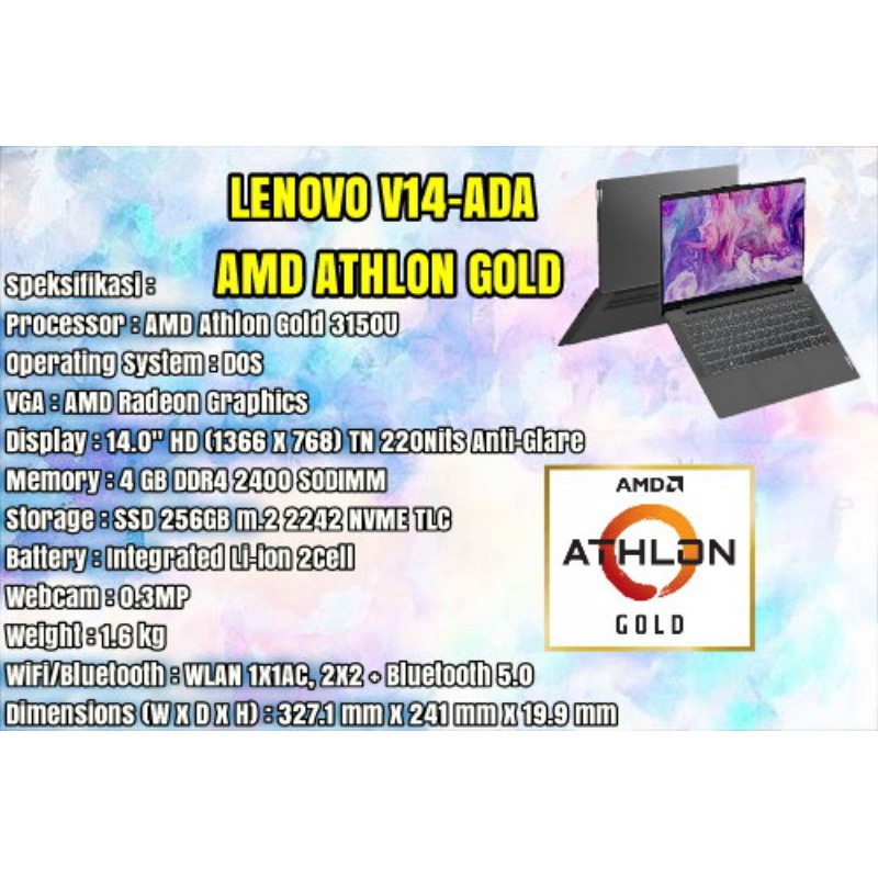 LENOVO V14-ADA /AMD ATHLON GOLD/DC-3150U /4GB /SSD256