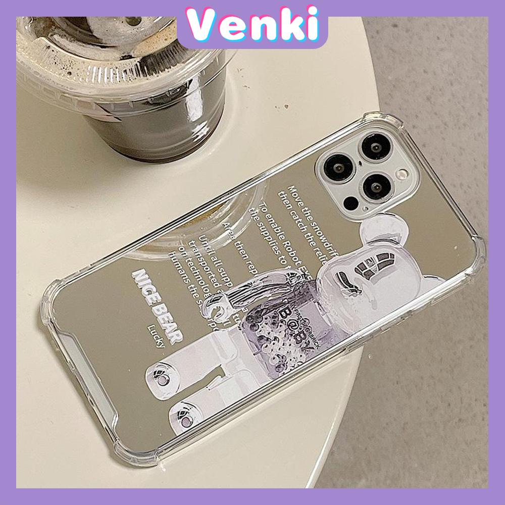 iPhone Case Acrylic HD Mirror Laser Airbag Shockproof Protection Camera Cute Cartoon Bear Compatible For iPhone 11 iPhone 13 Pro Max iPhone 12 Pro Max iPhone 7 Plus iPhone xr