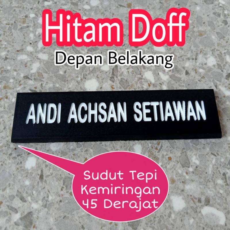 Name Tag Hitam Doff Untuk ASN / PNS - Peniti &amp; Magnet