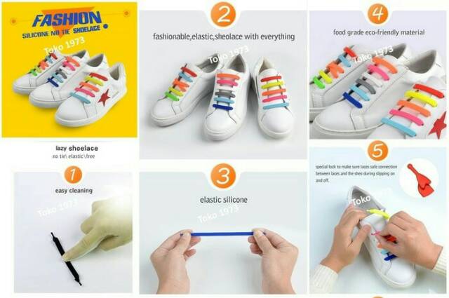 Premium Shoelace silicone - Tali sepatu silikon isi 20pcs