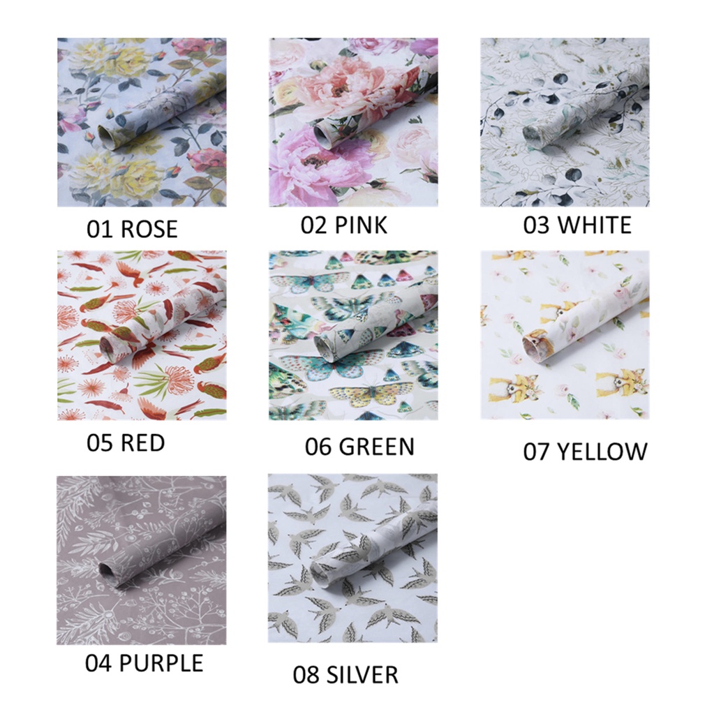Motif Natural Kertas Bungkus Sepatu / Baju / Doorslag LEMBARAN (50 x 70 cm) Kertas Bunga Wrapping Pa