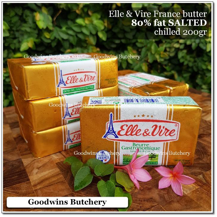 

Butter France ELLE & VIRE 80% fat SALTED mentega butter bergaram Elle&Vire chilled 200g