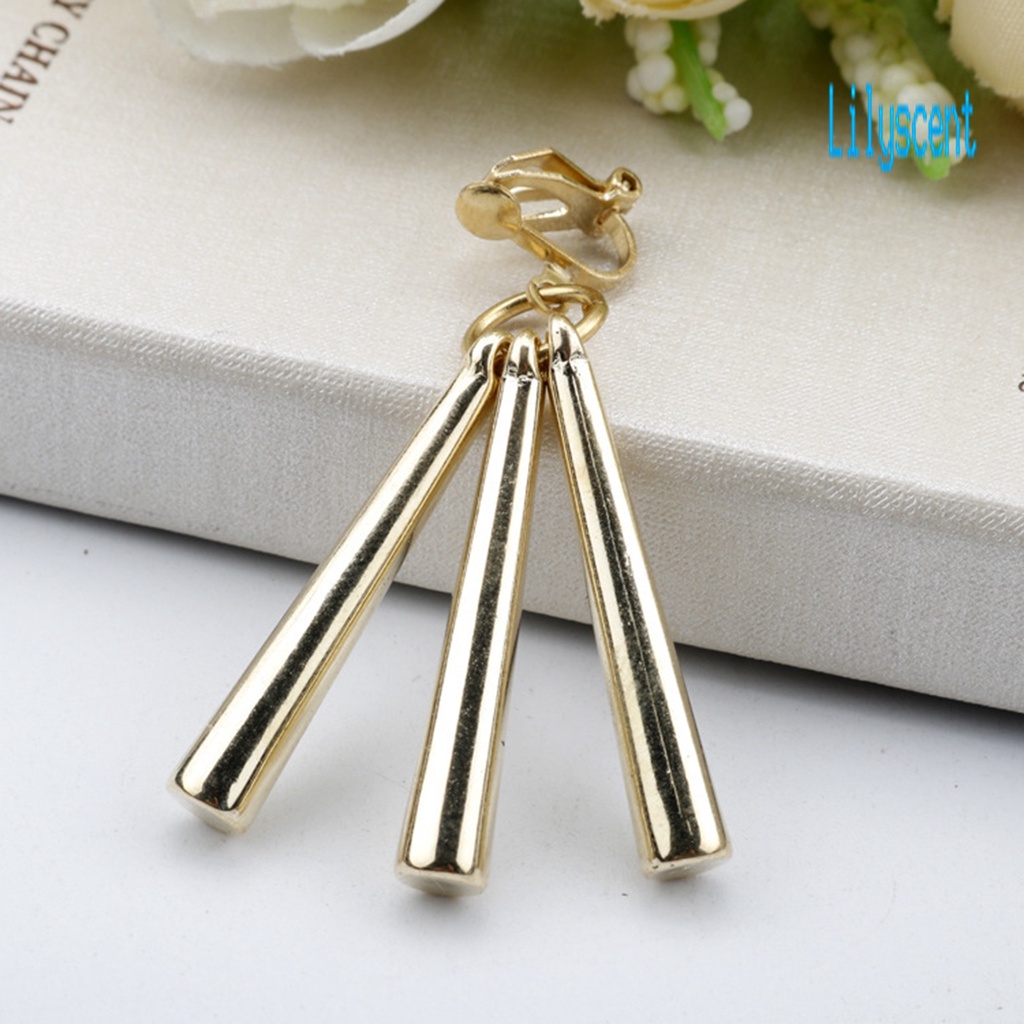 Ls Anting Kait Gantung Bahan Alloy Warna Polos Tahan Lama Untuk Wanita