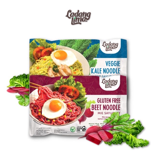 Veggie Noodle &quot;Gluten Free&quot; Ladang Lima 76gr Beet/ Kale Mie Sehat Halal