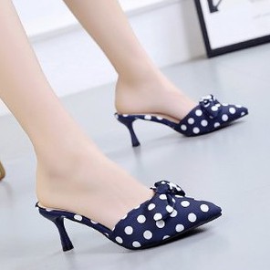 FD Sendal Hak Tinggi Cewek Korea Terbaru High Heels Motif Polkadot Sandal Wanita Kekinian HI-006