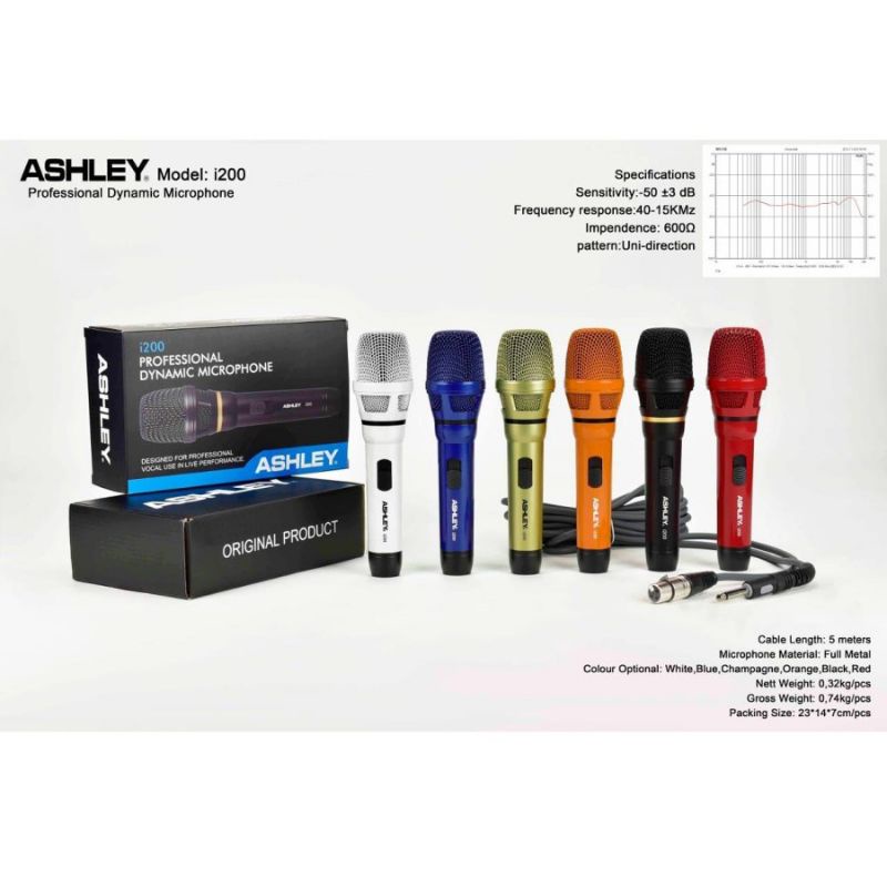 Microphone Kabel Ashley i200/i 200 Original