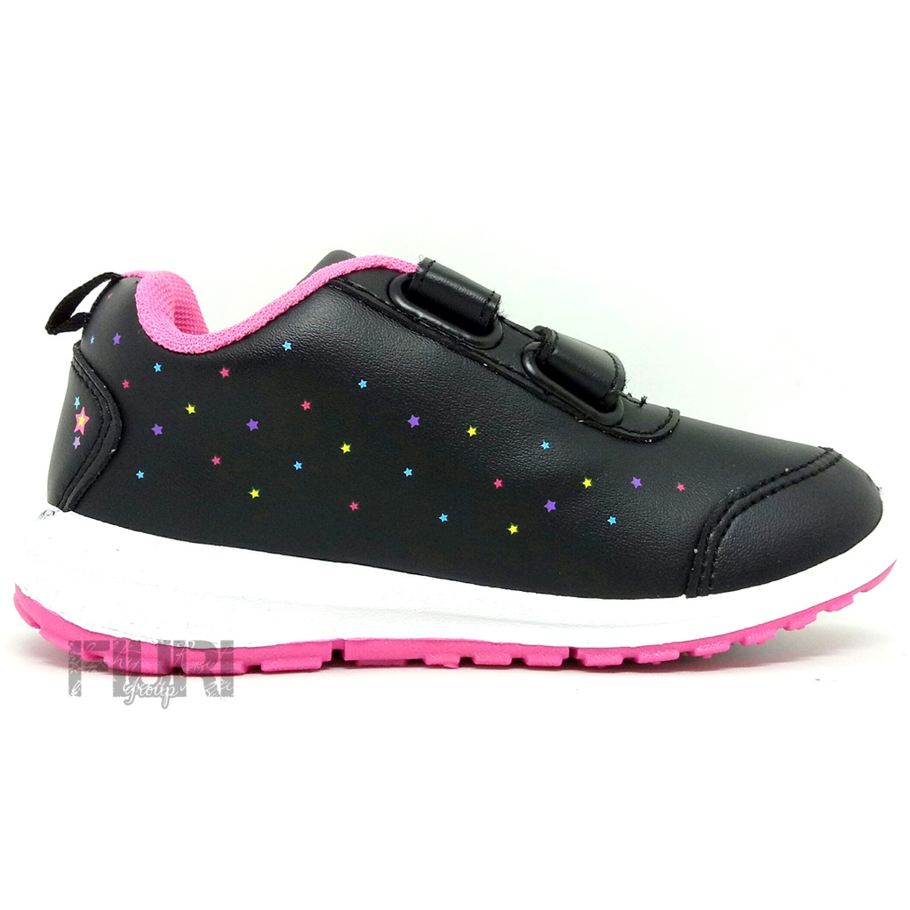 FIURI - ANDO ORIGINAL -  MINICORN PEREKAT 29-32 HITAM PINK - SEPATU SNEAKERS KANVAS SOL KARET ANAK KECIL PEREMPUAN  - SEPATU KUDA UNICORN KETS LUCU FASHION TRENDY - SEPATU SEKOLAH PAUD TK KRETEKAN PEREKAT CEWEK MURAH PROMO DISKON BONUS KAOS KAKI