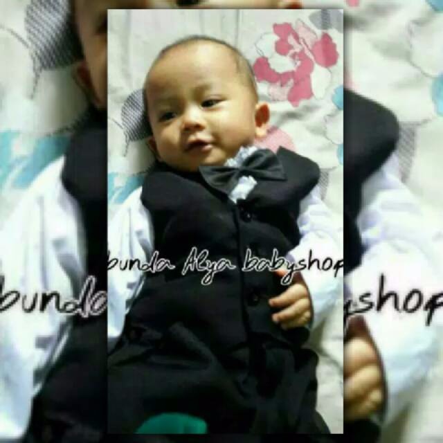 Setelan Tuxedo Vest Bayi Laki Usia 3 6 Bulan Vest HITAM - Setelan Pesta Resmi Vest Bayi Cowok BLACK