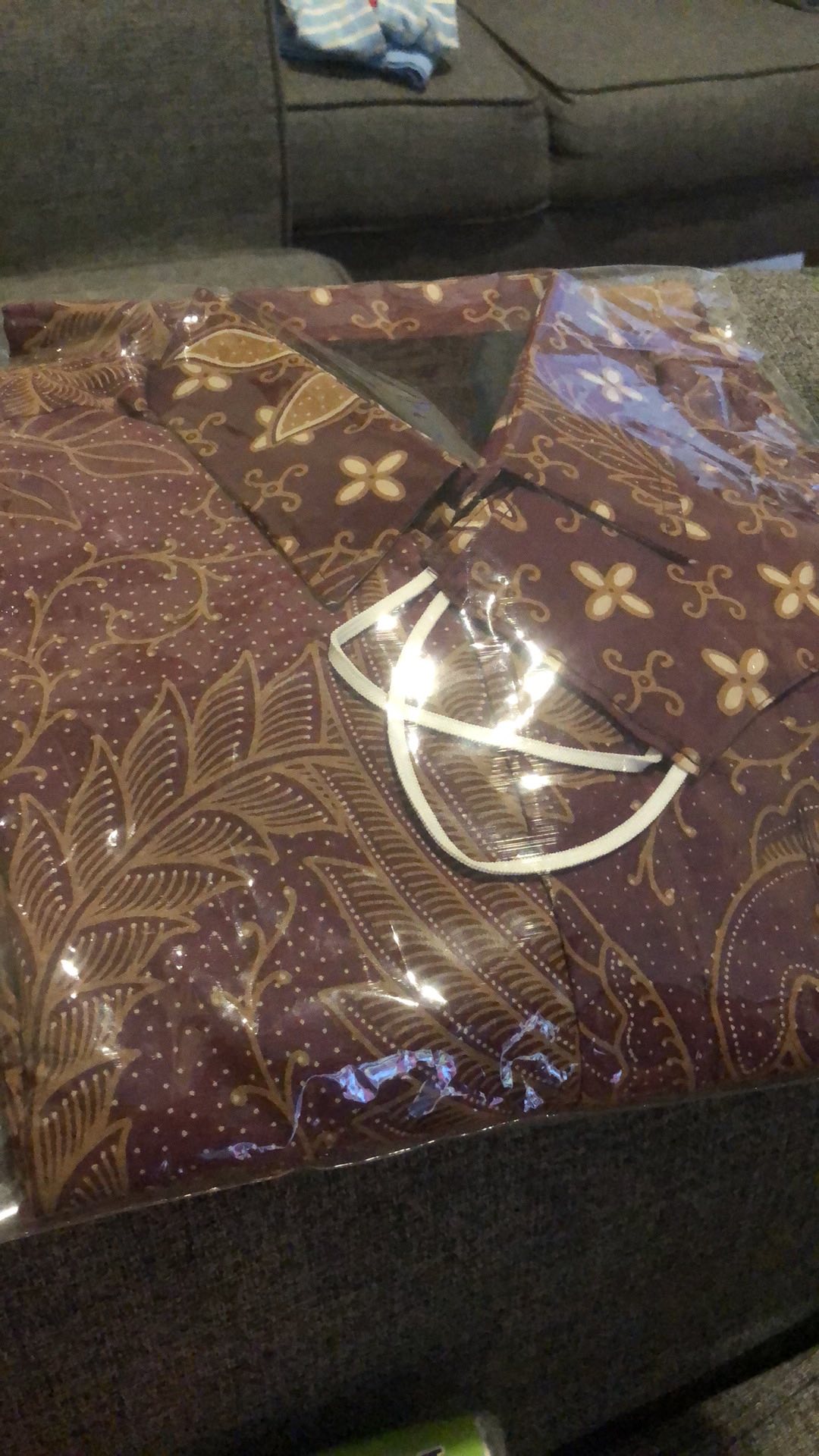 Kemeja Batik Warna Ungu Batik Pria Lengan Panjang/pendek Bahan Katun Batik Full Furing Kencono Ungu
