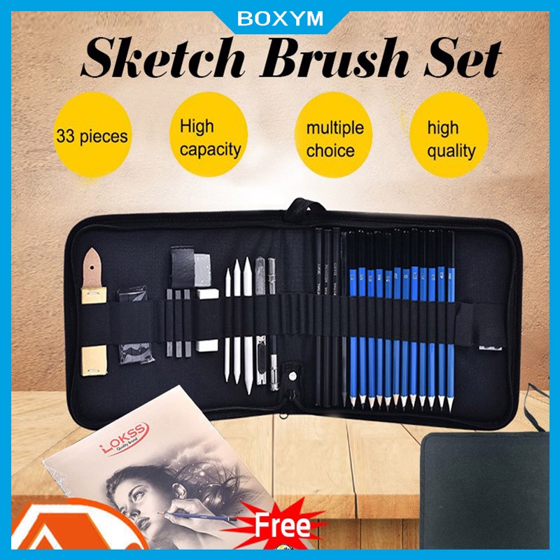 

33PCS Sketch Pensil Pisau Penghapus dan Pensil Gambar untuk Keperluan Sekolah Pencil Drawing Set