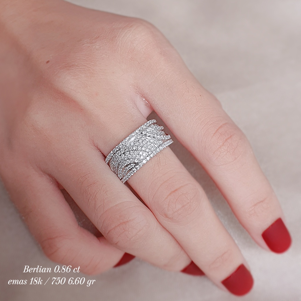 perhiasan cincin emas berlian eropa 0.86 ct ( natural diamond ) 18k 750 kode 1221